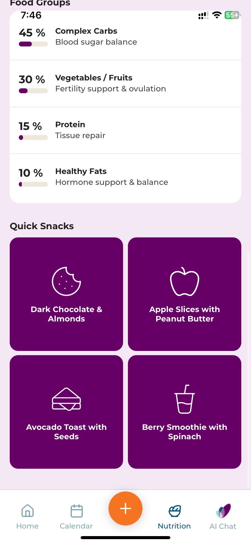 Ovulation & Nutrition - fitElle App Screenshot